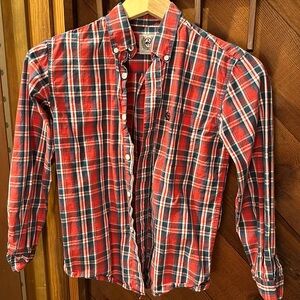 Cinch boys size 10M red plaid button down shirt